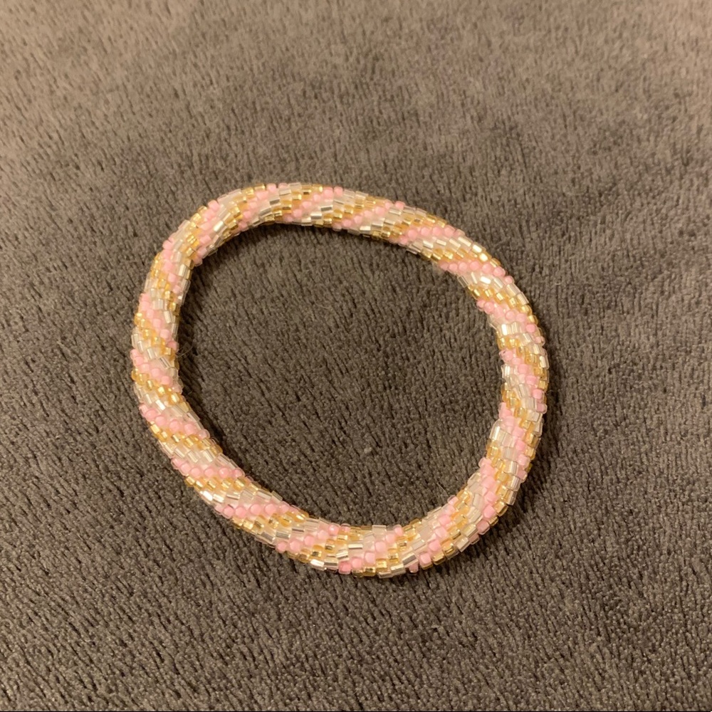 Pink, white, and gold Lily and Laura bracelet